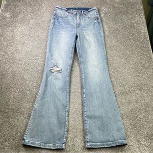 Gap ‘70s Flare Jeans Women’s 27 Blue High Rise Light Wash Distressed Denim